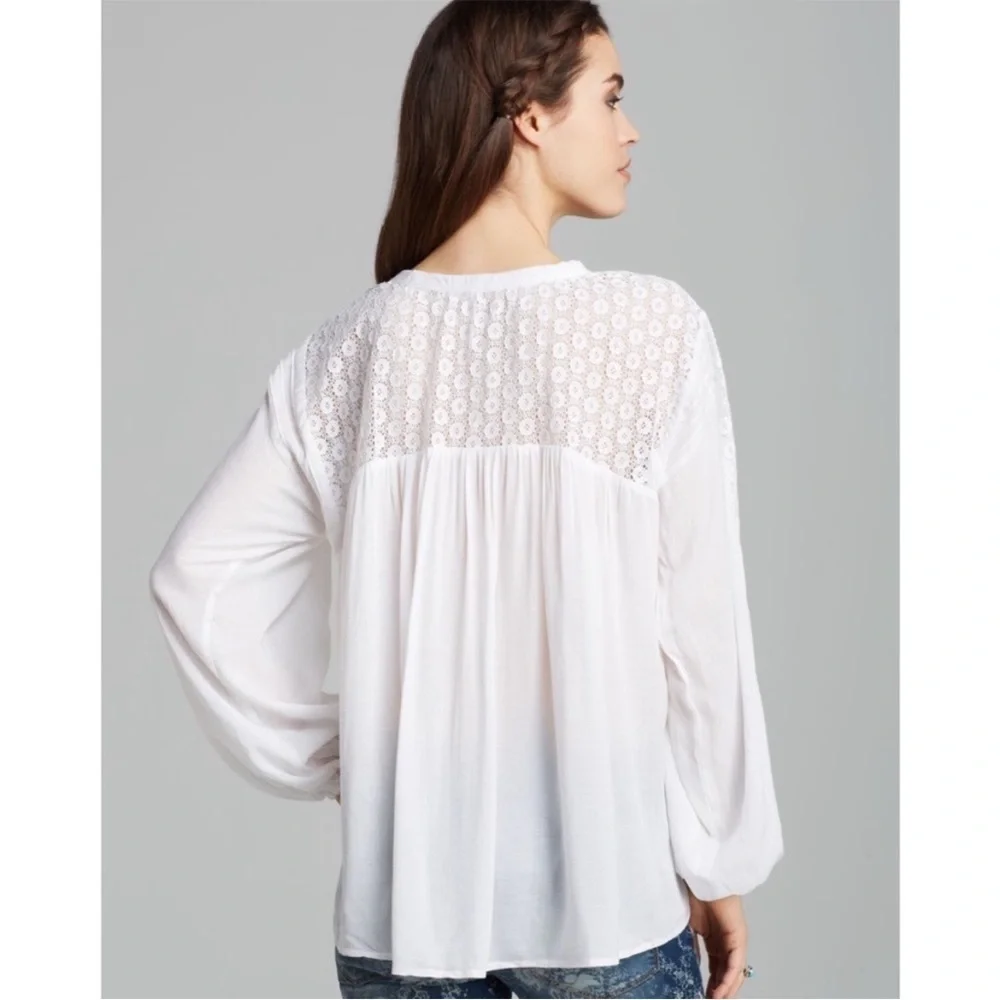 Free People Rare Vintage Moon River Lace High Low Top oversized
